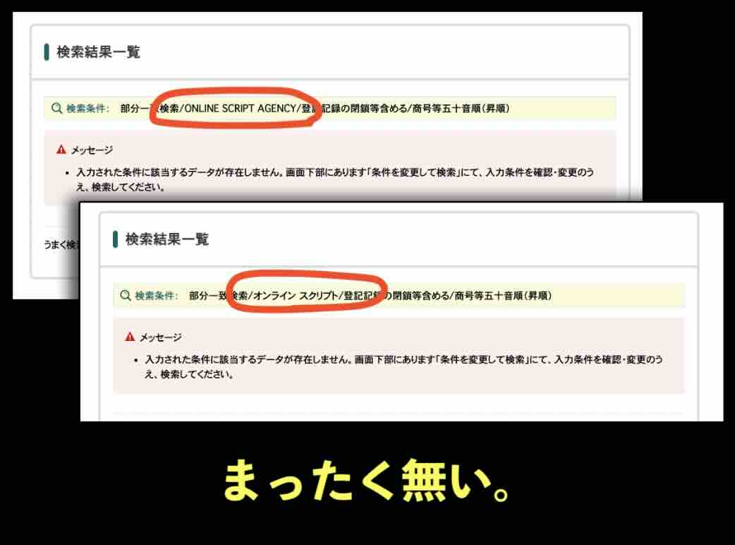 Online Script Agency Limitedを国税庁サイトから検索